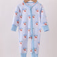 Blue santa bamboo pajama zipper romper