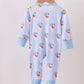 Blue santa bamboo pajama zipper romper