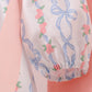Pink floral bow embroidery set