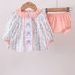 Pink floral bow embroidery bloomer set