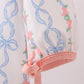 Pink floral bow embroidery bloomer set