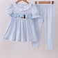 Blue nativity embroidery pants set