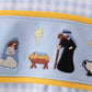 Blue nativity embroidery bubble