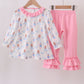 Pink bow nutcracker ruffle pants set