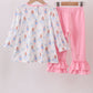 Pink bow nutcracker ruffle pants set