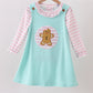 Blue gingerbread applique ruffle dress