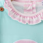 Blue gingerbread applique ruffle dress
