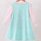 Blue gingerbread applique ruffle dress