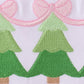 Pink christmas tree embroidery bloomer set