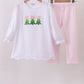 Pink christmas tree embroidery pants set