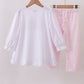 Pink christmas tree embroidery pants set