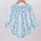 Blue snowman christmas tree smocked bubble