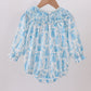 Blue snowman christmas tree smocked bubble