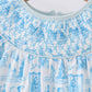 Blue snowman christmas tree smocked ruffle pants set