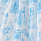 Blue snowman christmas tree smocked ruffle pants set