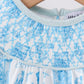 Blue snowman christmas tree smocked bloomer set