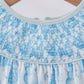 Blue snowman christmas tree smocked dress