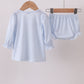 Blue santa claus embroidery bloomer set