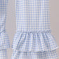 Blue santa claus embroidery ruffle pants set