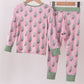 Pink christmas tree bamboo pants set