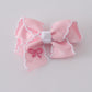 Pink embroidery hair bow