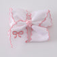 White embroidery hair bow