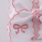 White embroidery hair bow