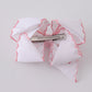 White embroidery hair bow
