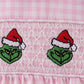 Pink grinch smocked dress