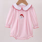 Pink santa claus embroidery gingham bubble