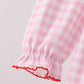 Pink santa claus embroidery gingham bubble