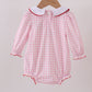 Pink santa claus embroidery gingham bubble