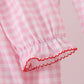 Pink santa claus embroidery gingham pants set