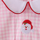Pink santa claus embroidery gingham pants set