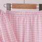 Pink santa claus embroidery gingham pants set
