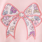 Pink floral bow applique ruffle bubble