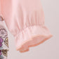 Pink floral bow applique ruffle bubble