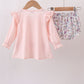 Pink floral bow applique bloomer set