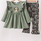 Camouflage dog hunting applique ruffle pants set