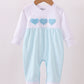 Blue heart french knot romper