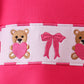 Pink bear embroidery bow bubble