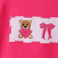 Pink bear embroidery ruffle pants set