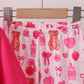 Pink bear embroidery ruffle pants set