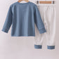 Blue puppy embroidery pants set