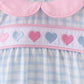 Blue heart embroidery gingham bubble