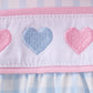 Blue heart embroidery gingham pants set