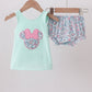 Mint floral character applique bloomer set