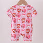 Pink bow baseball bamboo romper