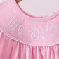 Pink big sister embroidery ruffle shorts set