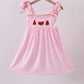 Pink watermelon embroidery ruffle dress